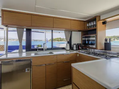 Galley of Zanga, a Lagoon 46 catamaran at Kranidi, Greece