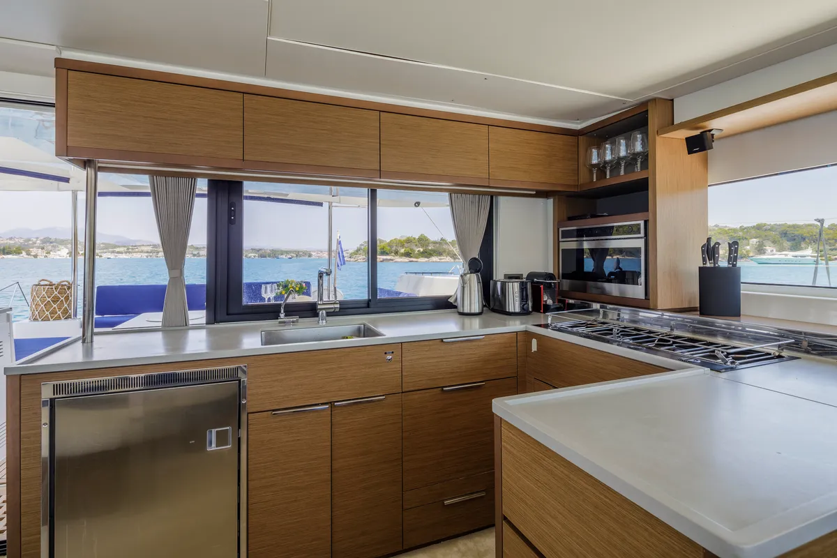 Galley of Zanga, a Lagoon 46 catamaran at Kranidi, Greece