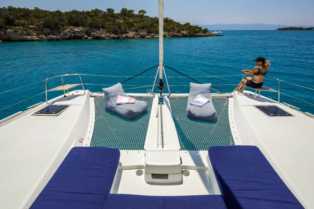 Deck of Zanga, a Lagoon 46 catamaran at Kranidi, Greece