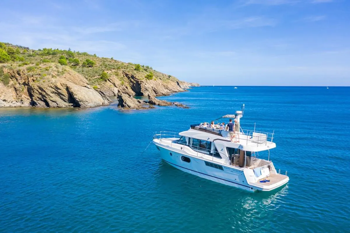 Eduard, a Beneteau Swift Trawler 41 Fly motor yacht at Punat, Croatia