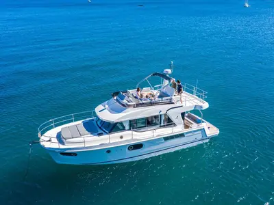 Eduard, a Beneteau Swift Trawler 41 Fly motor yacht at Punat, Croatia