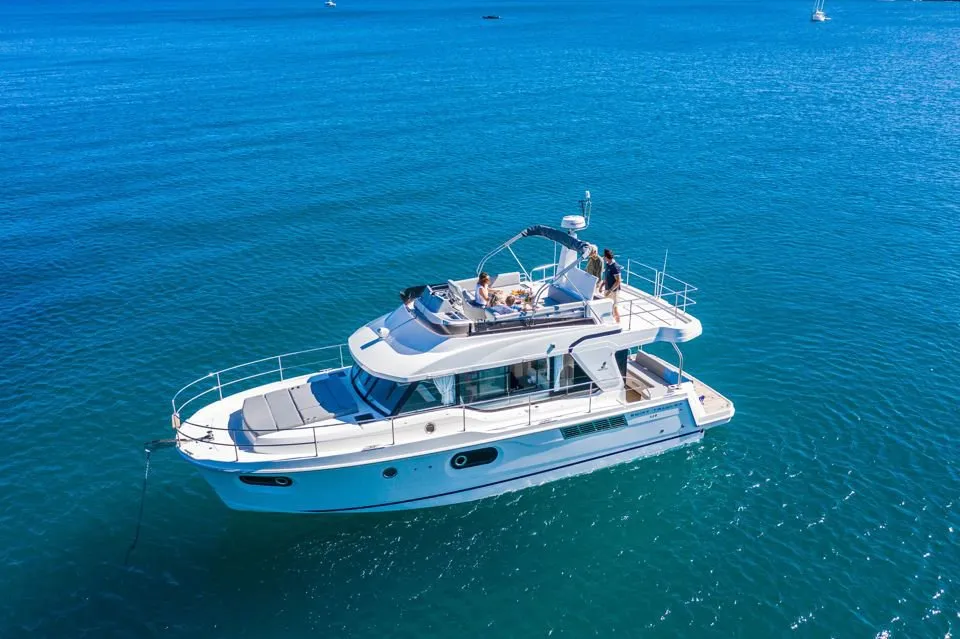 Eduard, a Beneteau Swift Trawler 41 Fly motor yacht at Punat, Croatia