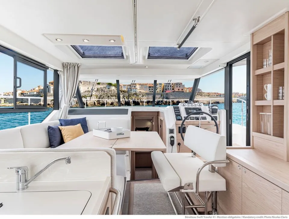 Eduard, a Beneteau Swift Trawler 41 Fly motor yacht at Punat, Croatia
