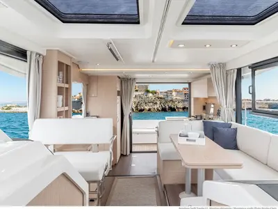 Galley of Eduard, a Beneteau Swift Trawler 41 Fly motor yacht at Punat, Croatia