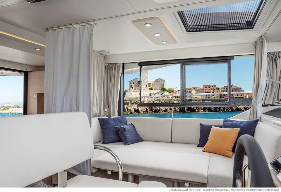 Eduard, a Beneteau Swift Trawler 41 Fly motor yacht at Punat, Croatia