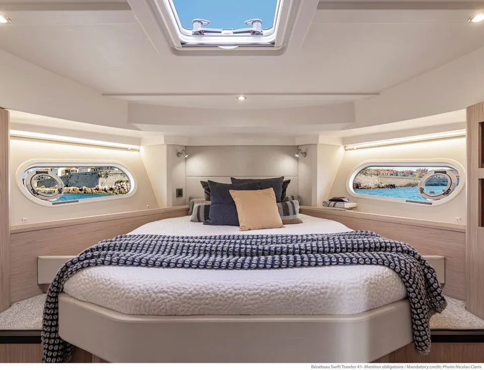 Eduard, a Beneteau Swift Trawler 41 Fly motor yacht at Punat, Croatia