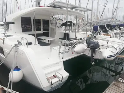 Deck of Adriana, a Lagoon 40 catamaran at Dubrovnik, Croatia