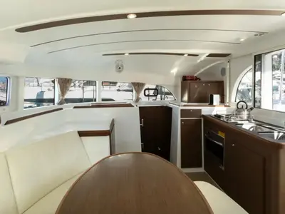 Galley of Ploto, a Lagoon 380 catamaran at Tropea, Italy