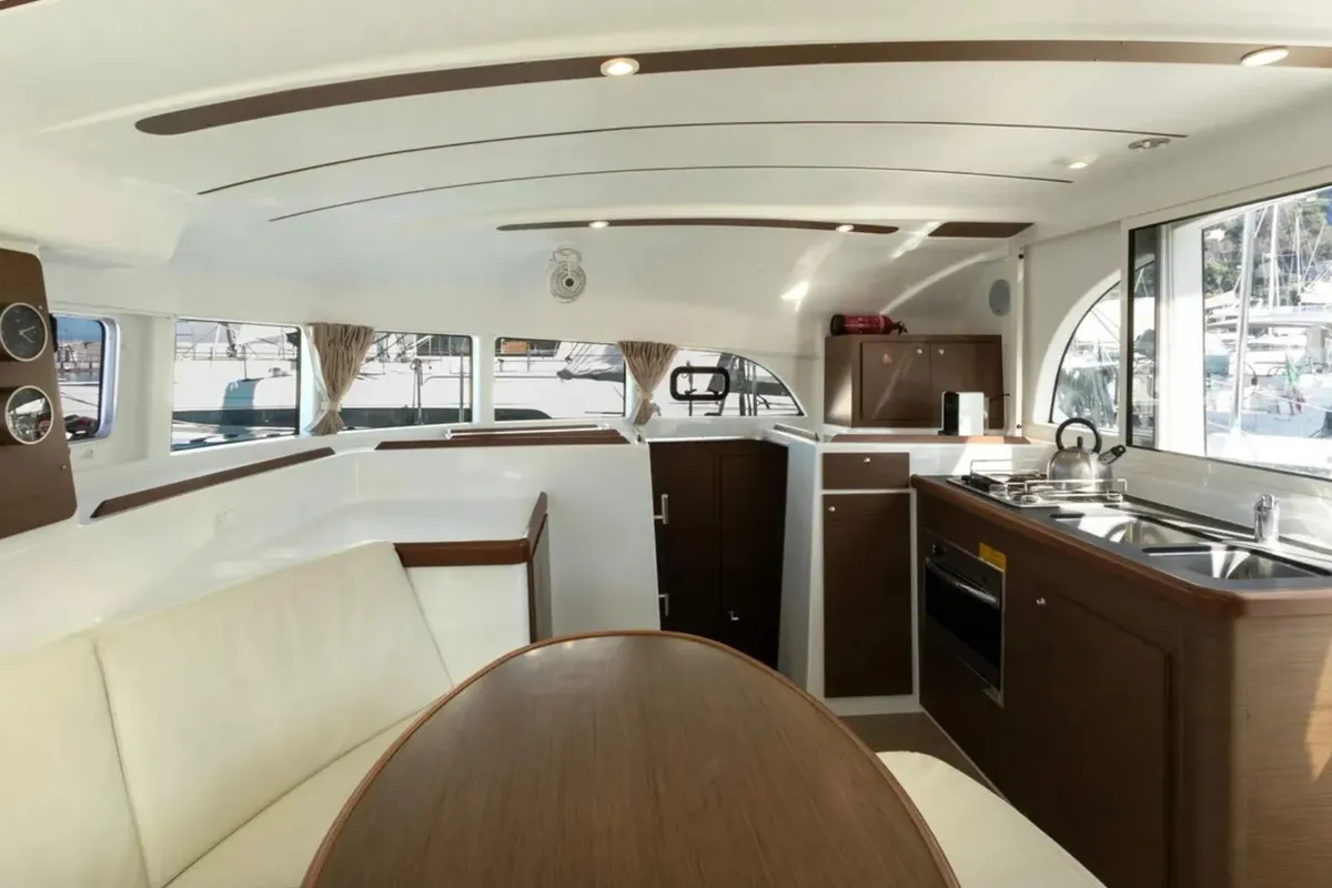Galley of Ploto, a Lagoon 380 catamaran at Tropea, Italy