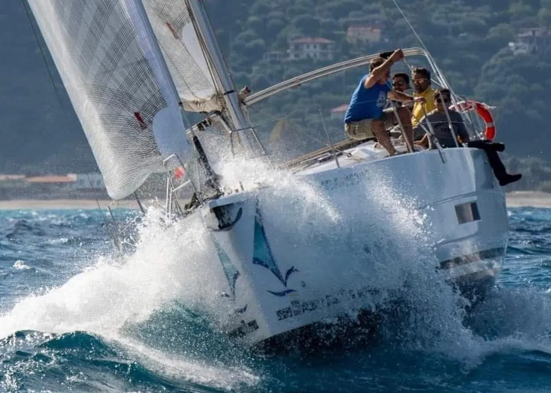 Exterior view of Avajava, a Dufour 390 sailboat at Tonnarella, Italy