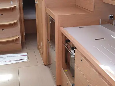 Galley of Avajava, a Dufour 390 sailboat at Tonnarella, Italy