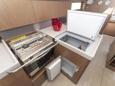 Galley of Passepartout, a Beneteau Oceanis 41.1 sailboat at Port de Pollença, Spain