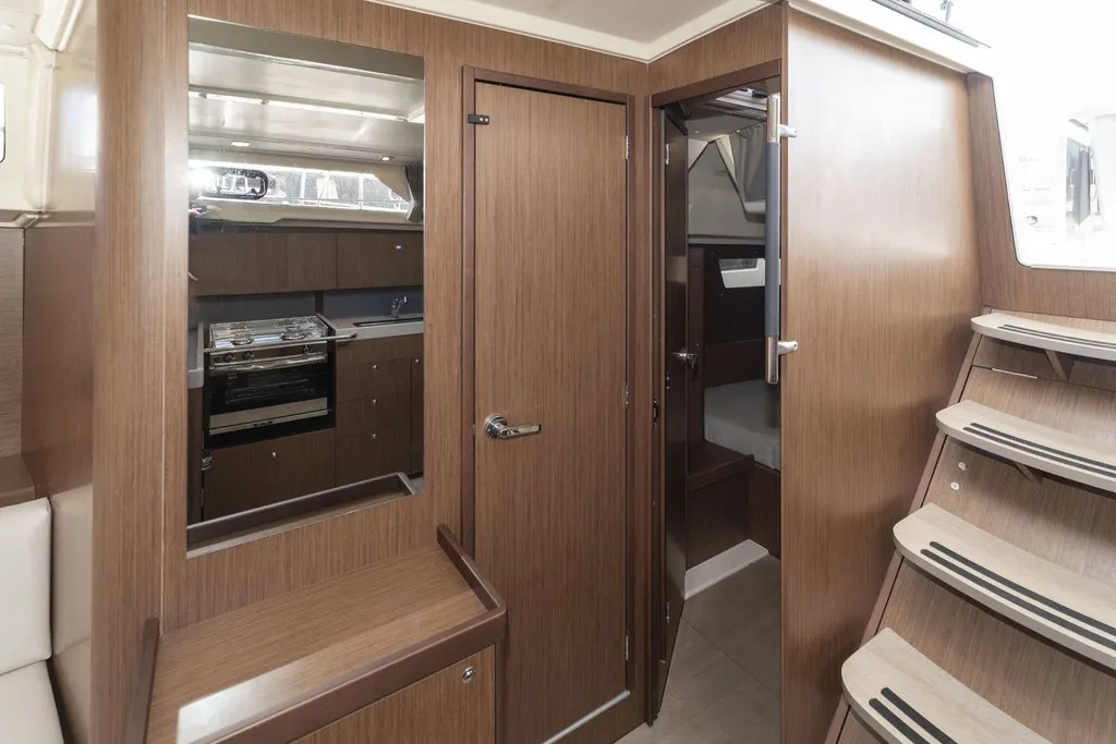 Salon of Passepartout, a Beneteau Oceanis 41.1 sailboat at Port de Pollença, Spain