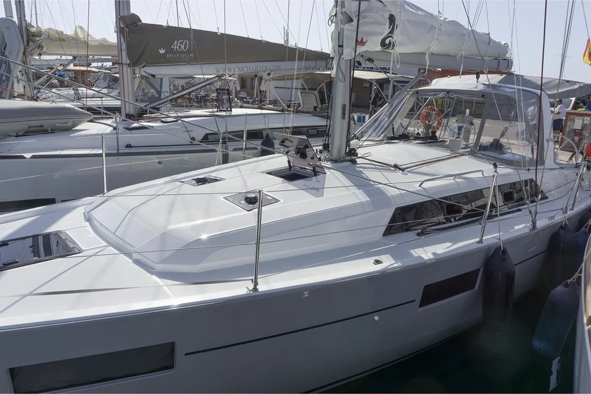 Exterior view of Passepartout, a Beneteau Oceanis 41.1 sailboat at Port de Pollença, Spain