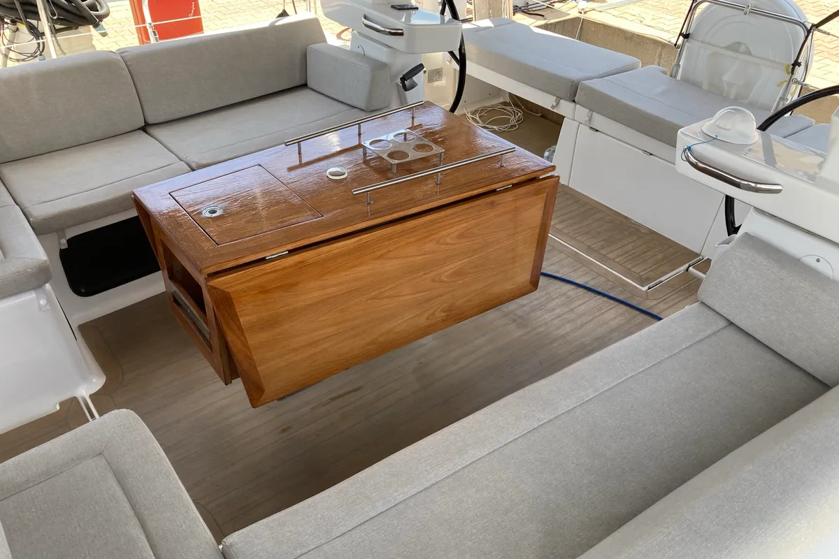 Cockpit of Greenleaf, a Dufour 520 GL sailboat at Olbia, Italy