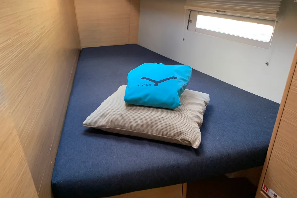 Cabin on Greenleaf, a Dufour 520 GL sailboat at Olbia, Italy