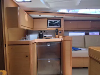 Galley of Greenleaf, a Dufour 520 GL sailboat at Olbia, Italy