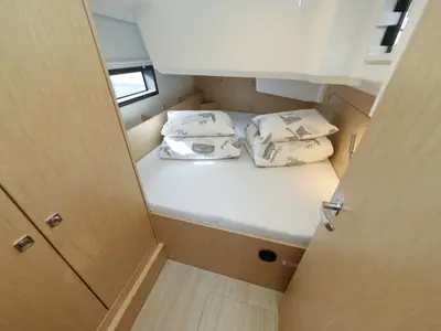 Cabin on Freewise, a Bavaria C38 sailboat at Pirovac, Croatia