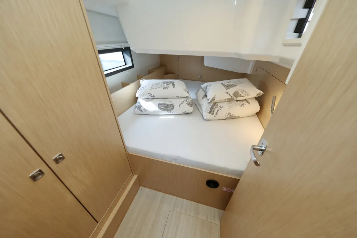 Cabin on Freewise, a Bavaria C38 sailboat at Pirovac, Croatia