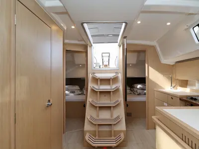 Salon of Freewise, a Bavaria C38 sailboat at Pirovac, Croatia