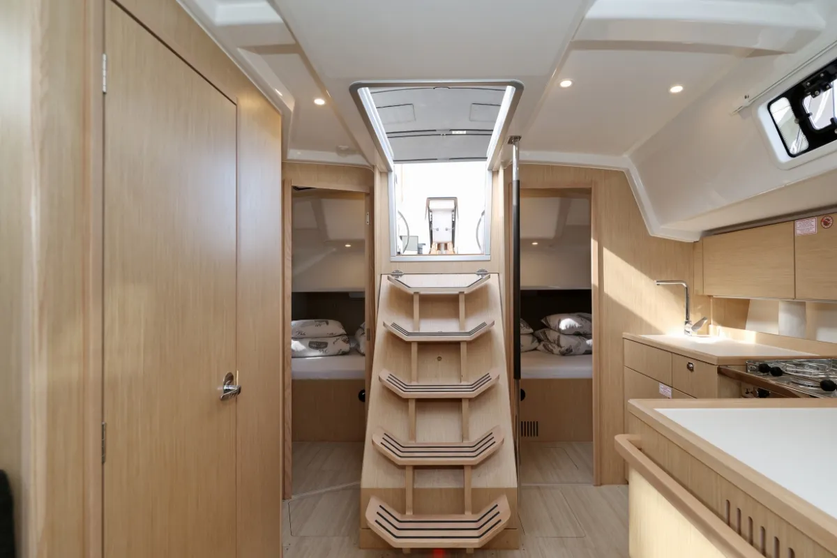 Salon of Freewise, a Bavaria C38 sailboat at Pirovac, Croatia