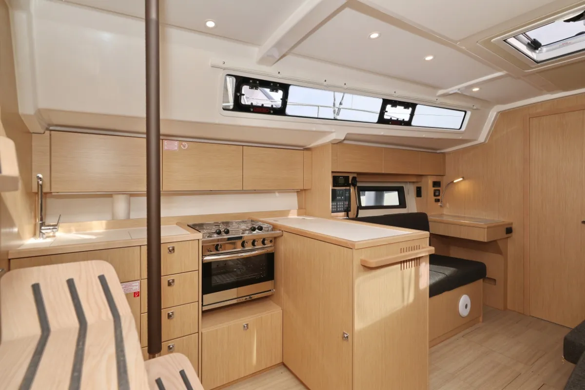 Galley of Freewise, a Bavaria C38 sailboat at Pirovac, Croatia