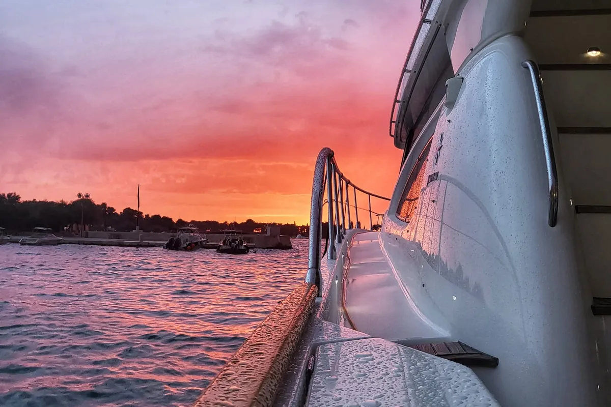 Exterior view of UNPLUGGED, a Prestige 46 Fly motor yacht at Split, Croatia