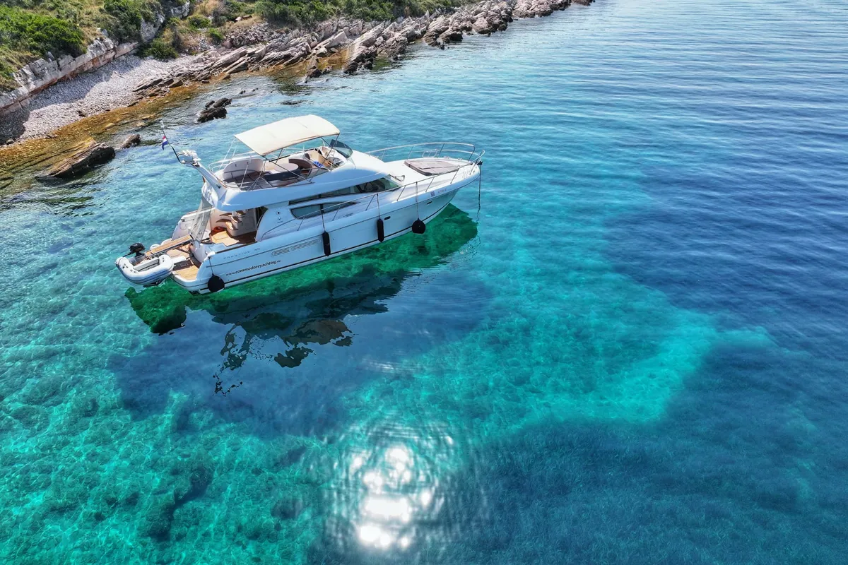 Exterior view of UNPLUGGED, a Prestige 46 Fly motor yacht at Split, Croatia