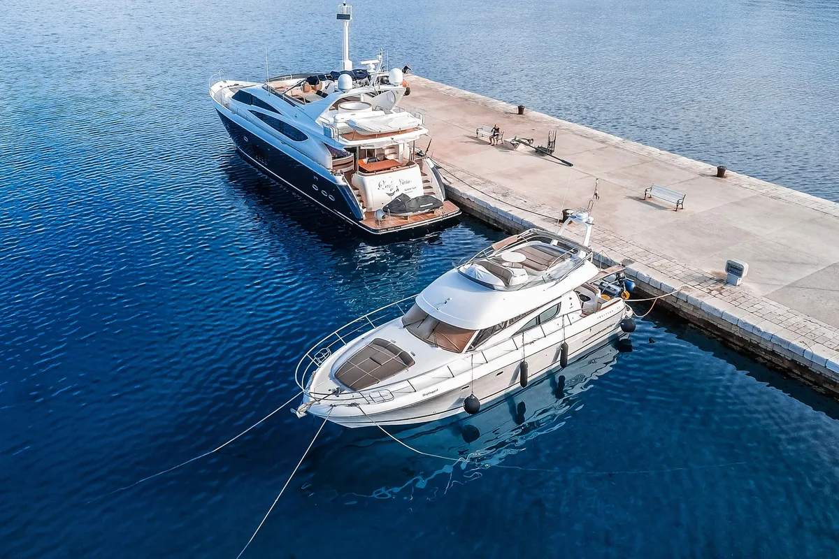 Exterior view of UNPLUGGED, a Prestige 46 Fly motor yacht at Split, Croatia