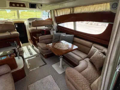 Salon of UNPLUGGED, a Prestige 46 Fly motor yacht at Split, Croatia