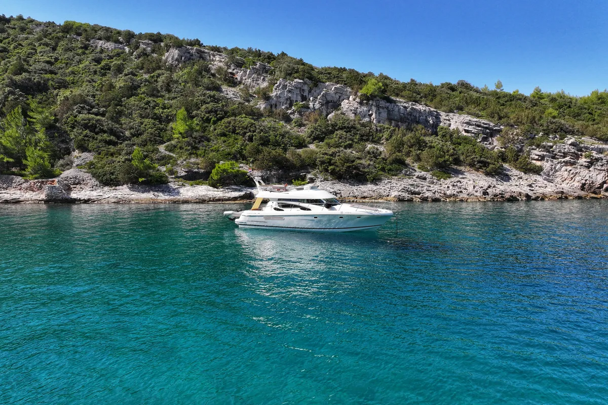 Exterior view of UNPLUGGED, a Prestige 46 Fly motor yacht at Split, Croatia