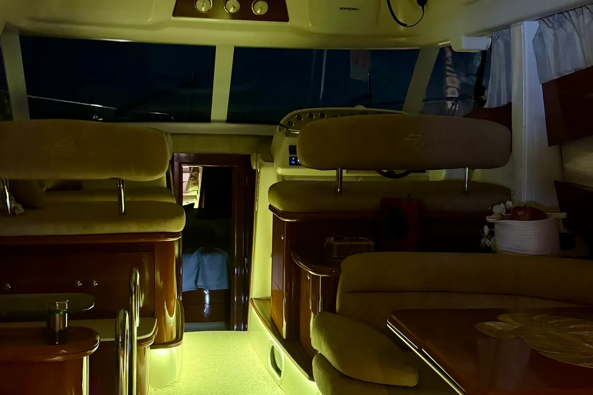 Salon of UNPLUGGED, a Prestige 46 Fly motor yacht at Split, Croatia