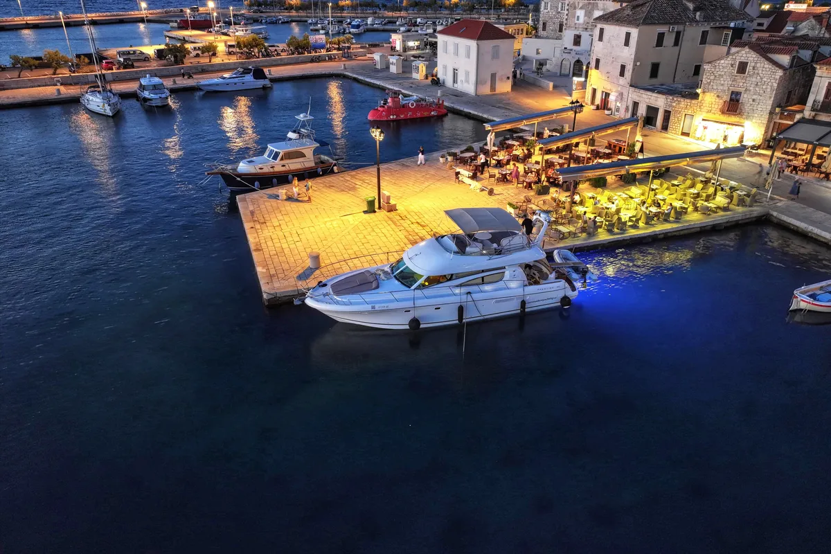 Exterior view of UNPLUGGED, a Prestige 46 Fly motor yacht at Split, Croatia