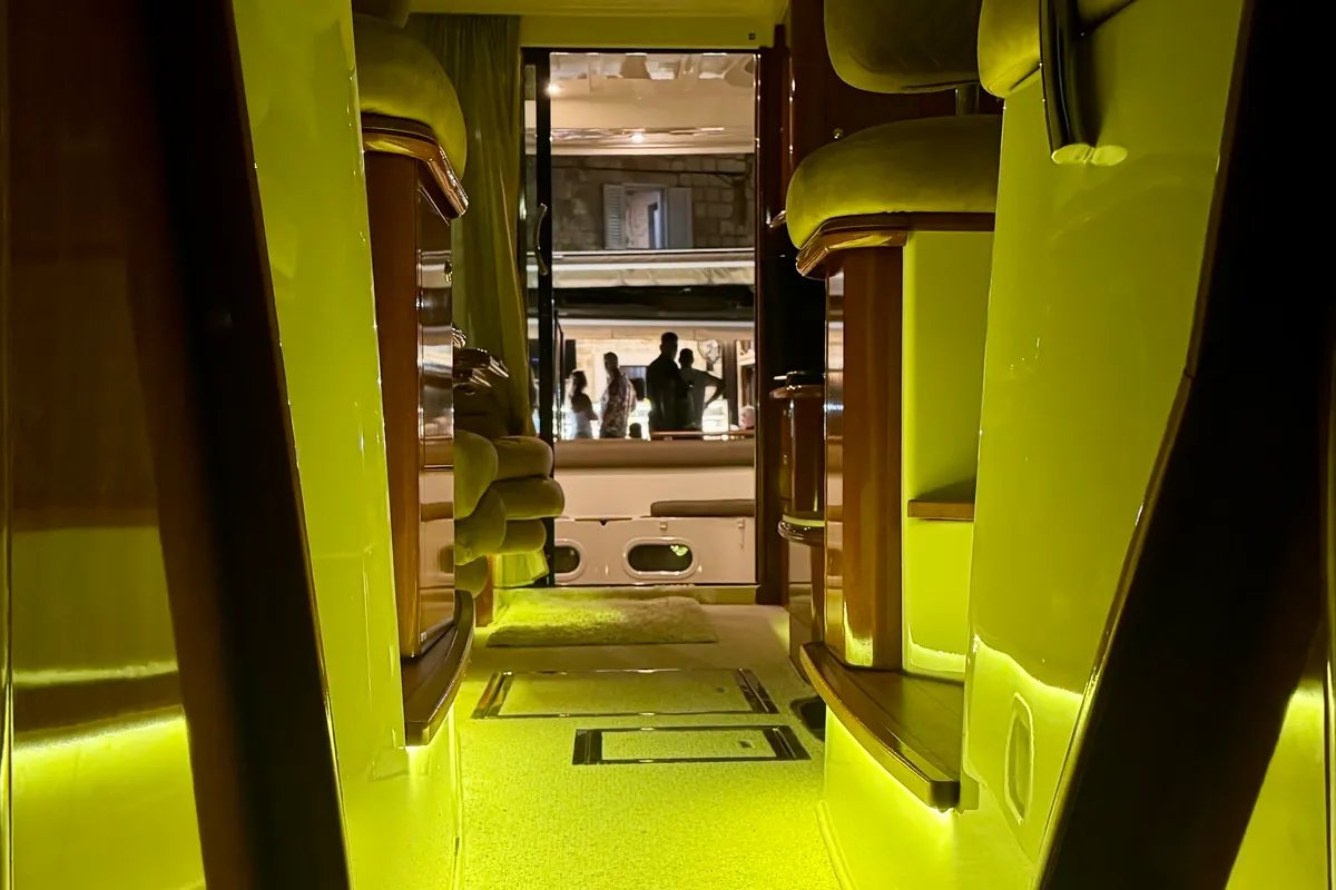 Salon of UNPLUGGED, a Prestige 46 Fly motor yacht at Split, Croatia