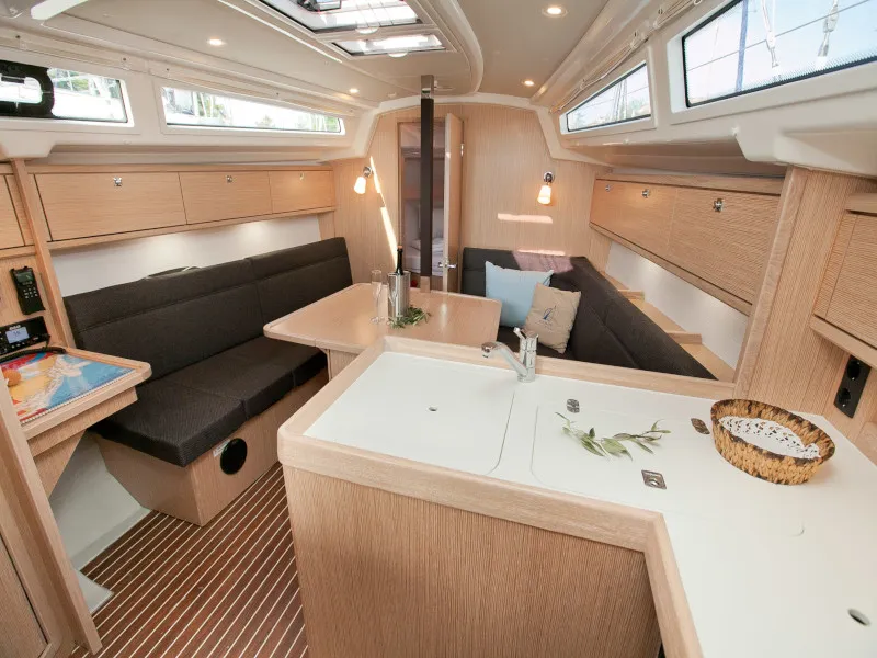 Galley of Cookie, a Bavaria Cruiser 34 Style sailboat at Zadar, Croatia