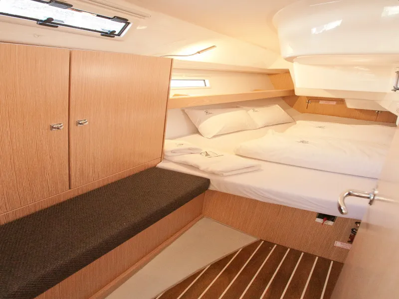 Cabin on Cookie, a Bavaria Cruiser 34 Style sailboat at Zadar, Croatia