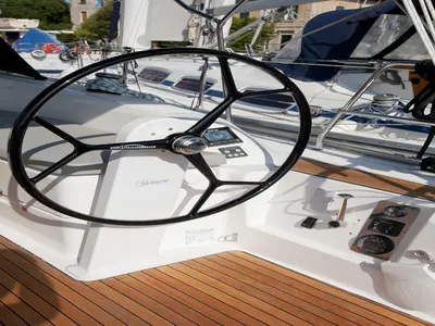 Cockpit of Cookie, a Bavaria Cruiser 34 Style sailboat at Zadar, Croatia