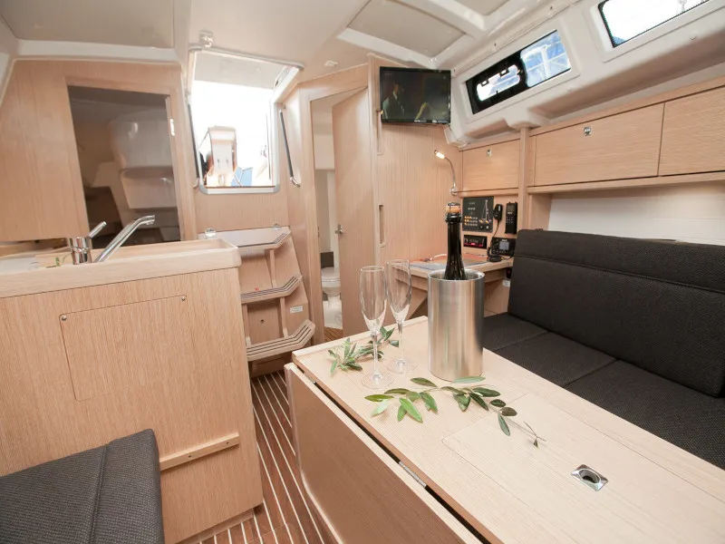 Salon of Cookie, a Bavaria Cruiser 34 Style sailboat at Zadar, Croatia