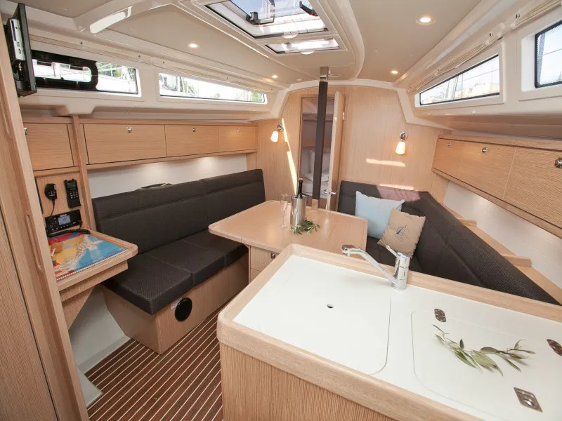 Galley of Cookie, a Bavaria Cruiser 34 Style sailboat at Zadar, Croatia