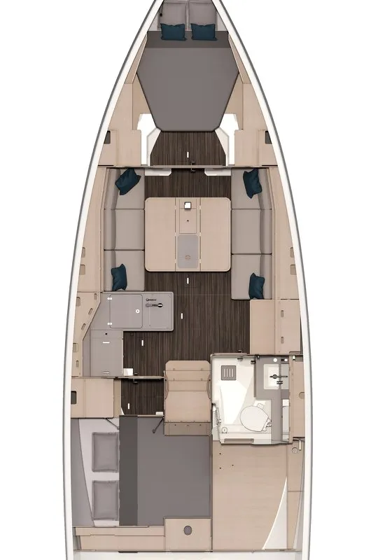 Floor plan of Miss Daisy, a Dufour 37 sailboat at Chesapeake, United States