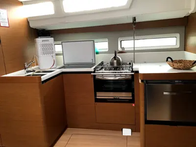 Galley of Helia, a Jeanneau Sun Odyssey 490 sailboat at Volos Municipality, Greece
