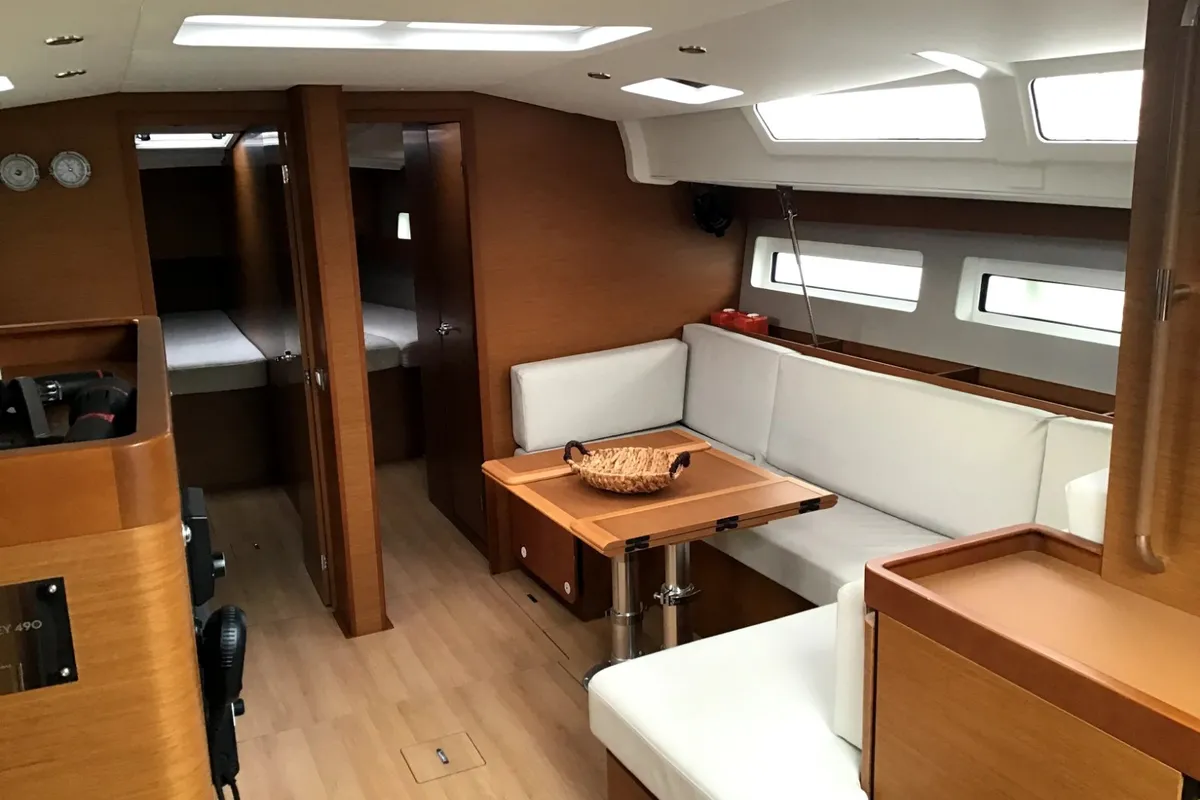 Salon of Helia, a Jeanneau Sun Odyssey 490 sailboat at Volos Municipality, Greece