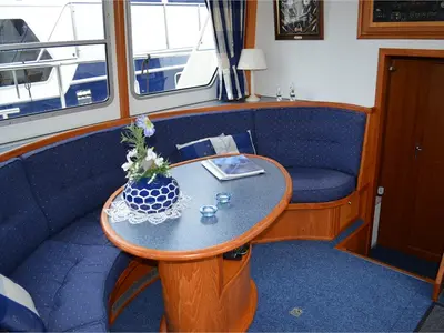 Salon of Michelle, a De Drait Kotterjacht 12.2 GL motorboat at Woudsend, Netherlands