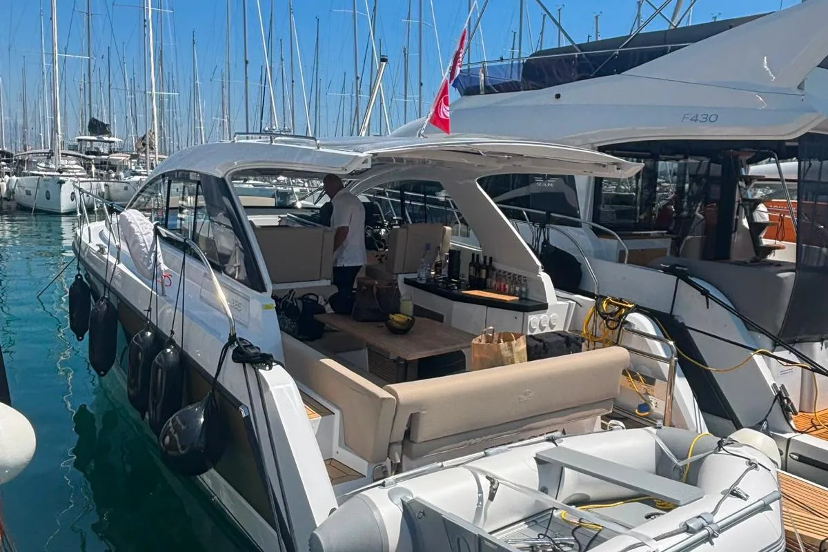 Felicita, a Sealine S335 motorboat at Grad Biograd na Moru, Croatia
