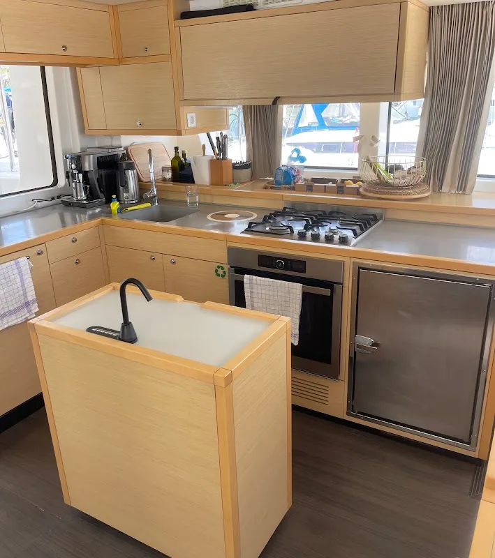 Galley of Discovery I, a Lagoon 52F catamaran at Općina Marina, Croatia