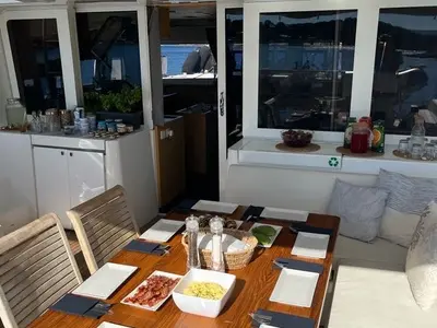 Salon of Discovery I, a Lagoon 52F catamaran at Općina Marina, Croatia