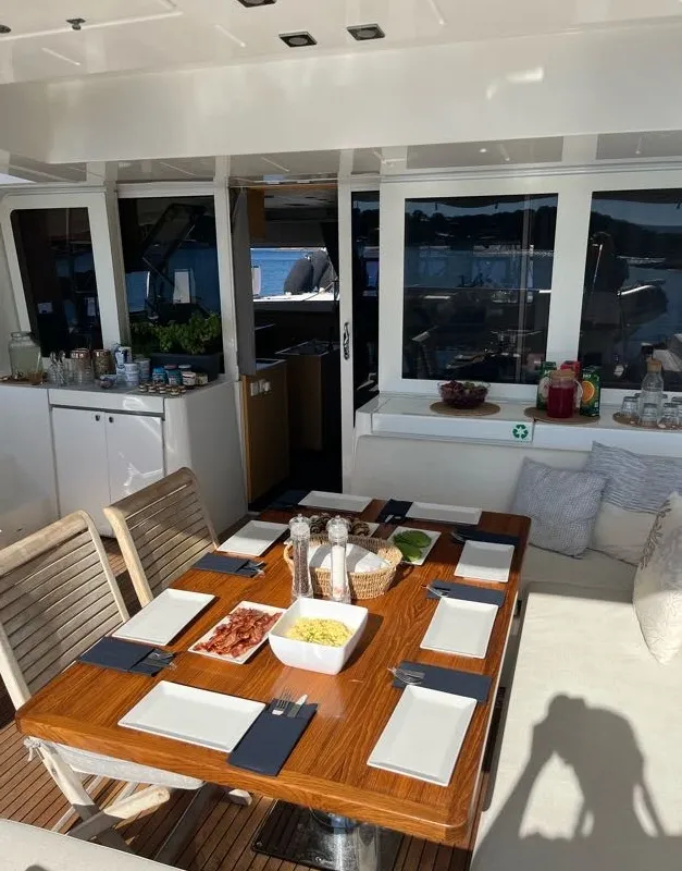 Salon of Discovery I, a Lagoon 52F catamaran at Općina Marina, Croatia
