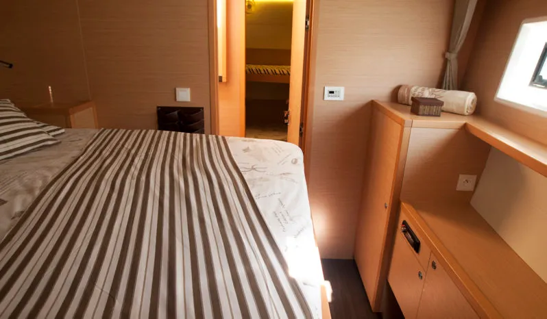 Cabin on Discovery I, a Lagoon 52F catamaran at Općina Marina, Croatia