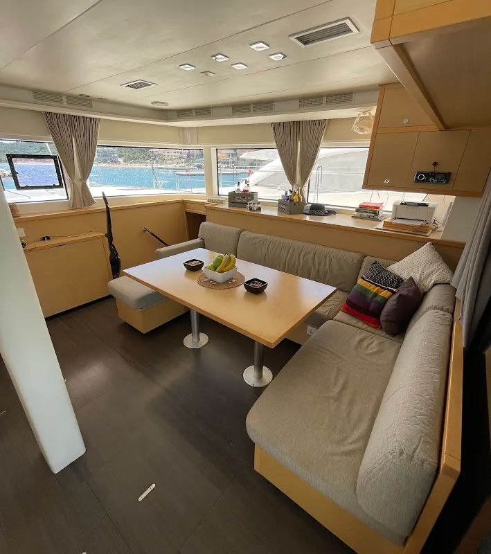 Salon of Discovery I, a Lagoon 52F catamaran at Općina Marina, Croatia