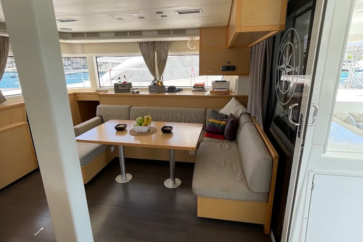 Salon of Discovery I, a Lagoon 52F catamaran at Općina Marina, Croatia